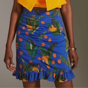 Anthropologie Farm Rio Ruched Mini Skirt Large NWT